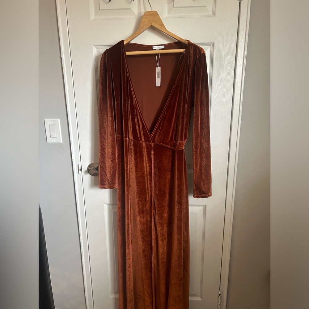 Baltic born NWT 2xl velvet  Wrap around copper maxi holiday dress